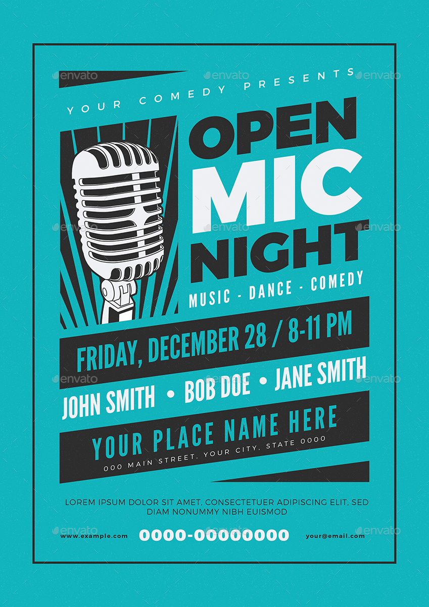 open mic night event flyer by guper graphicriver open mic night flyer templates